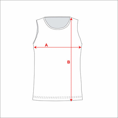 Mens Core Racerback Sport Singlet measurement diagram