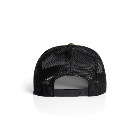 Mesh Contrast Trucker Cap — ARMY/BLACK (back)