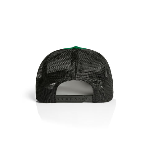 Mesh Contrast Trucker Cap — FOREST/BLACK (back)