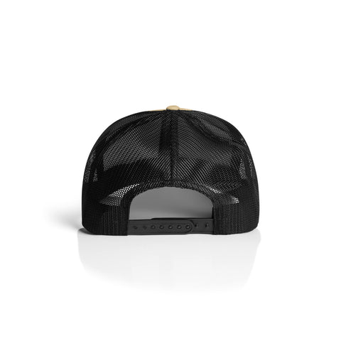 Mesh Contrast Trucker Cap — KHAKI/BLACK (back)