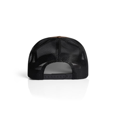 Mesh Contrast Trucker Cap — WALNUT/BLACK (back)