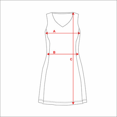 Ladies Core Netball Dresses measurement diagram