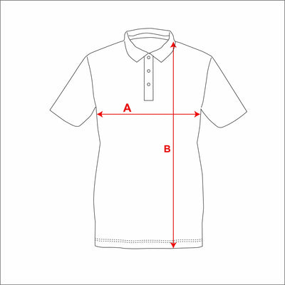 Mens High Performance Polo Shirt measurement diagram