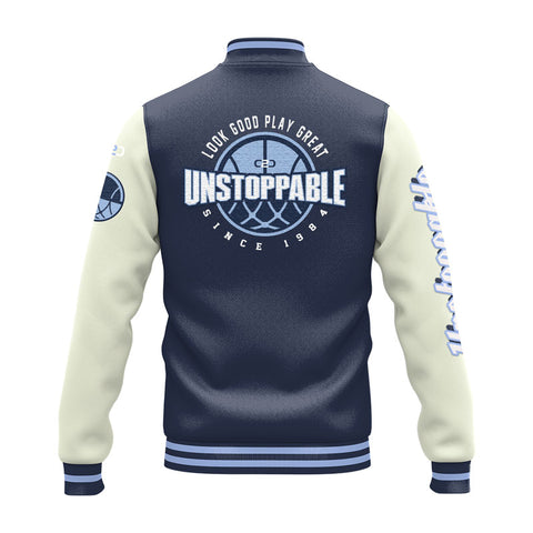 Premium Varsity Jacket Fully Lined - Navy (Back View) Coast 2 Coast Sports