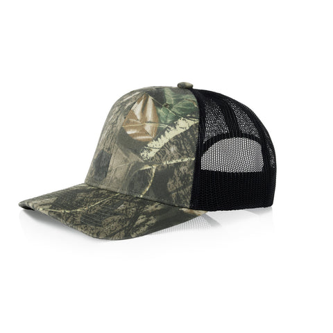 Mesh Contrast Camo Cap — TREE CAMO/BLACK (left)