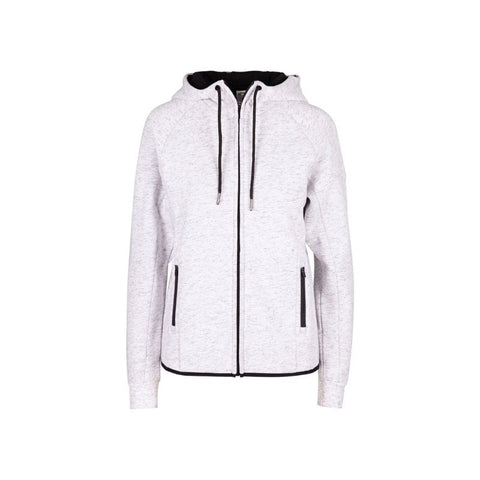 Bonded Polar Fleece Hoodie Ladies White Marl Front View