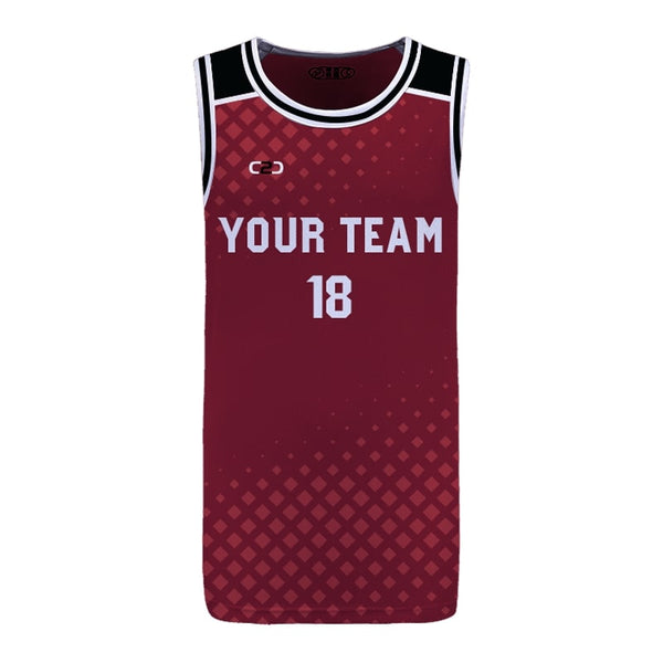 Custom CRIMSON HP Split Basketball Singlet Front View