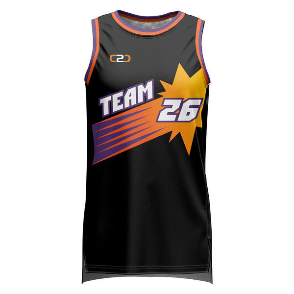 Custom SUNS Basketball Singlet Front View