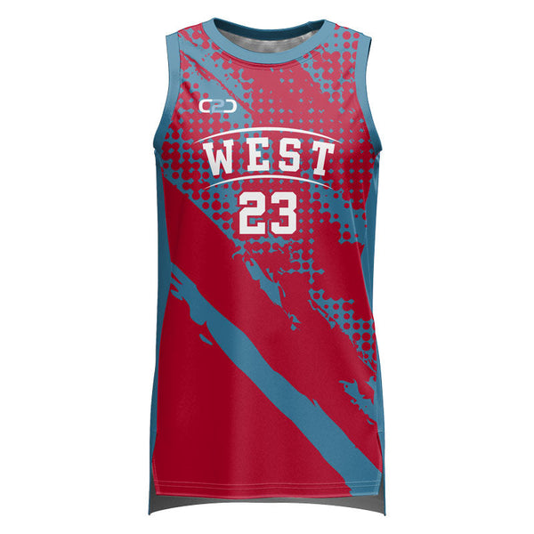Custom West HP Split Basketball Singlet Front View
